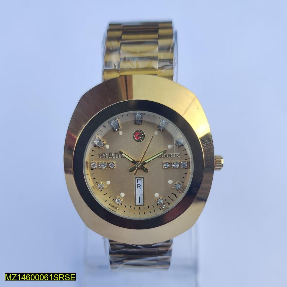 Men's Gold Tone Quartz Watch with Stainless Steel Band