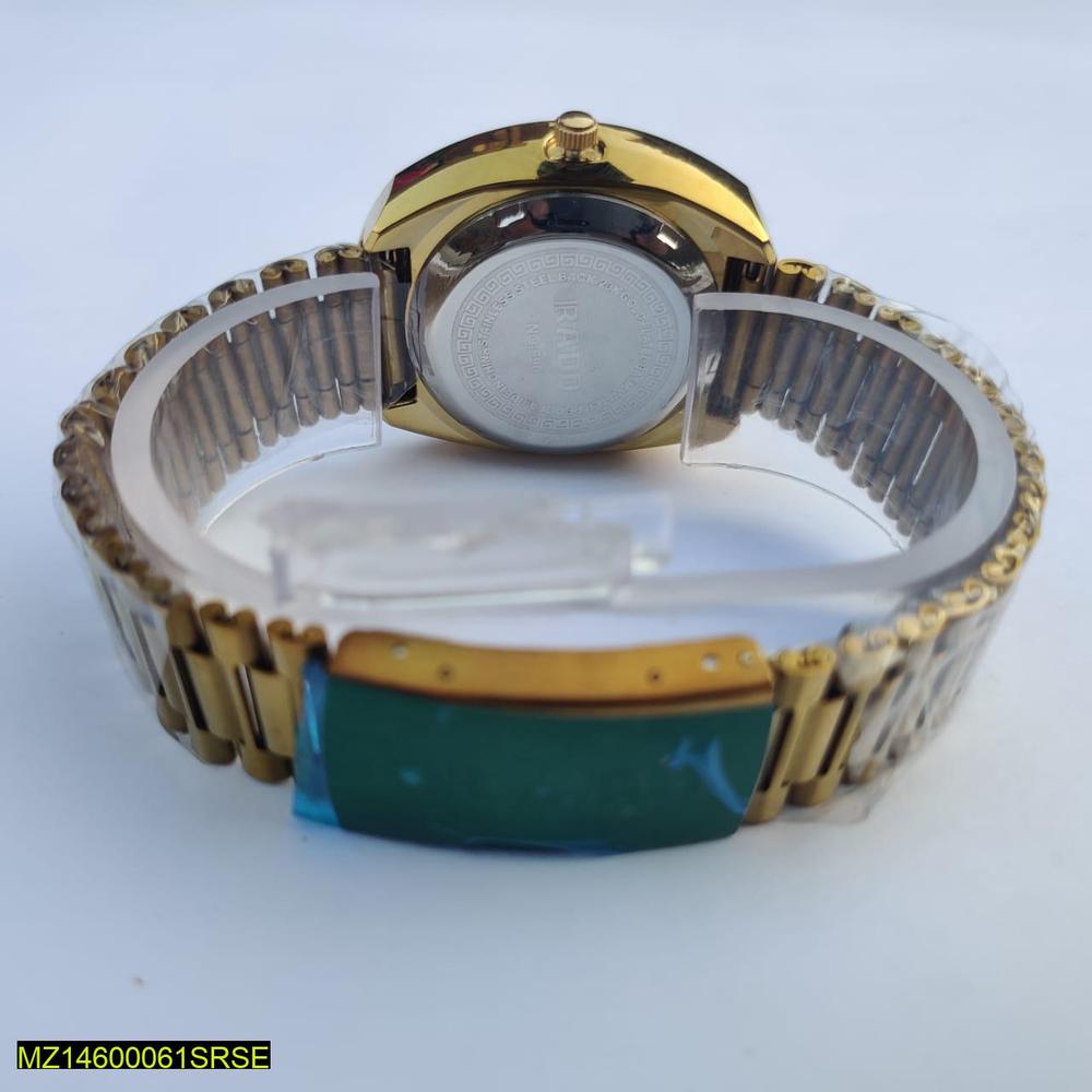 Men's Gold Tone Quartz Watch with Stainless Steel Band