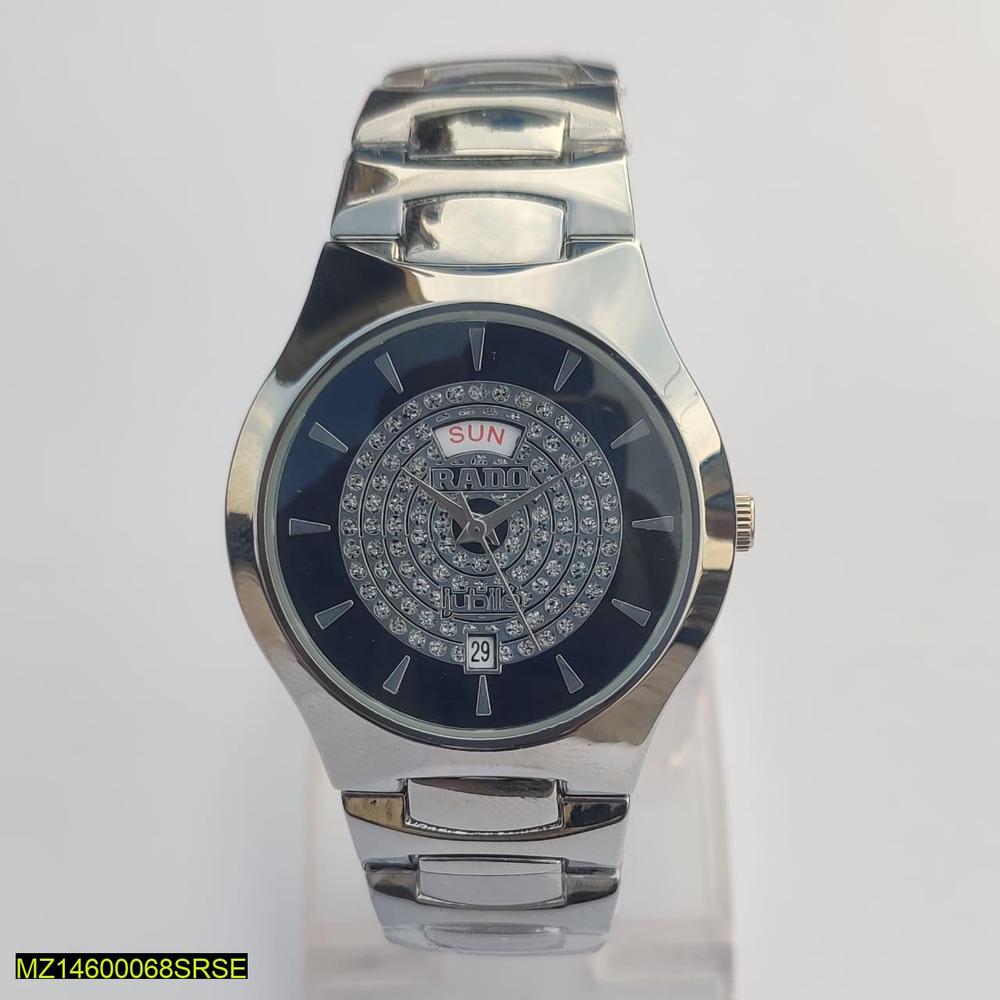 Men's Stainless Steel Quartz Watch Black Dial 42mm