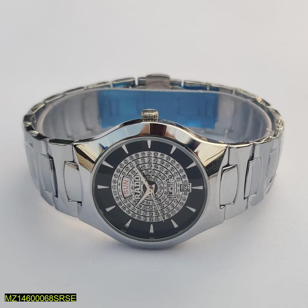 Men's Stainless Steel Quartz Watch Black Dial 42mm