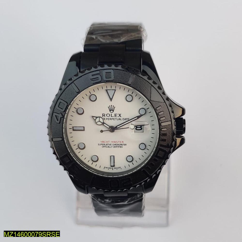 Men's Black Stainless Steel Watch 42mm Quartz Movement