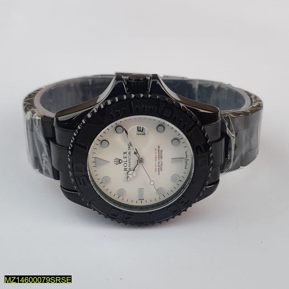 Men's Black Stainless Steel Watch 42mm Quartz Movement