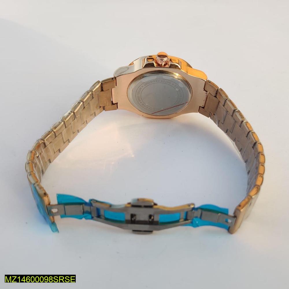 Men's Rose Gold Wristwatch with Diamond Bezel & Quartz Movement