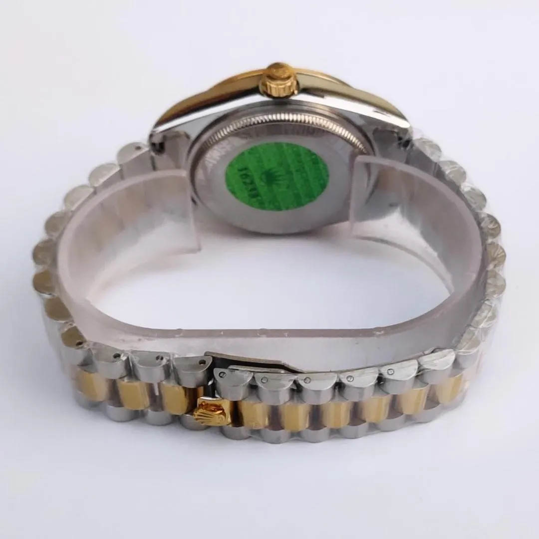Men's Gold Silver Two Tone Watch with Diamonds & Day Date