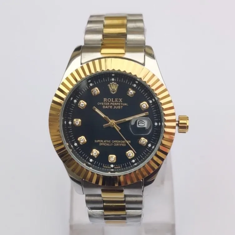 Luxury Gold & Silver Rolex Style Watch for Men