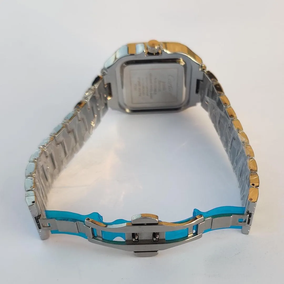 Cartier Men's Stainless Steel Watch with Roman Numeral & Blue Second Hand