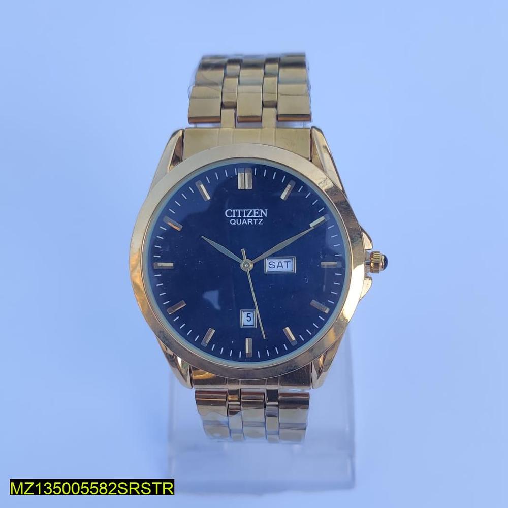 Men's Stainless Steel Analog Watch Blue Dial Gold Tones