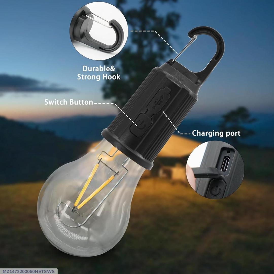 Rechargeable Hanging Emergency Light Bulb Black Plastic