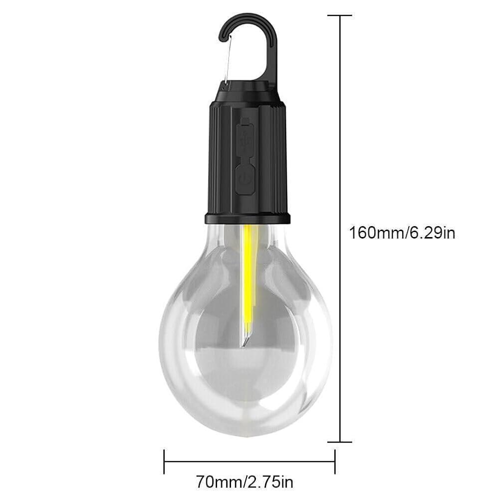 Rechargeable Hanging Emergency Light Bulb Black Plastic