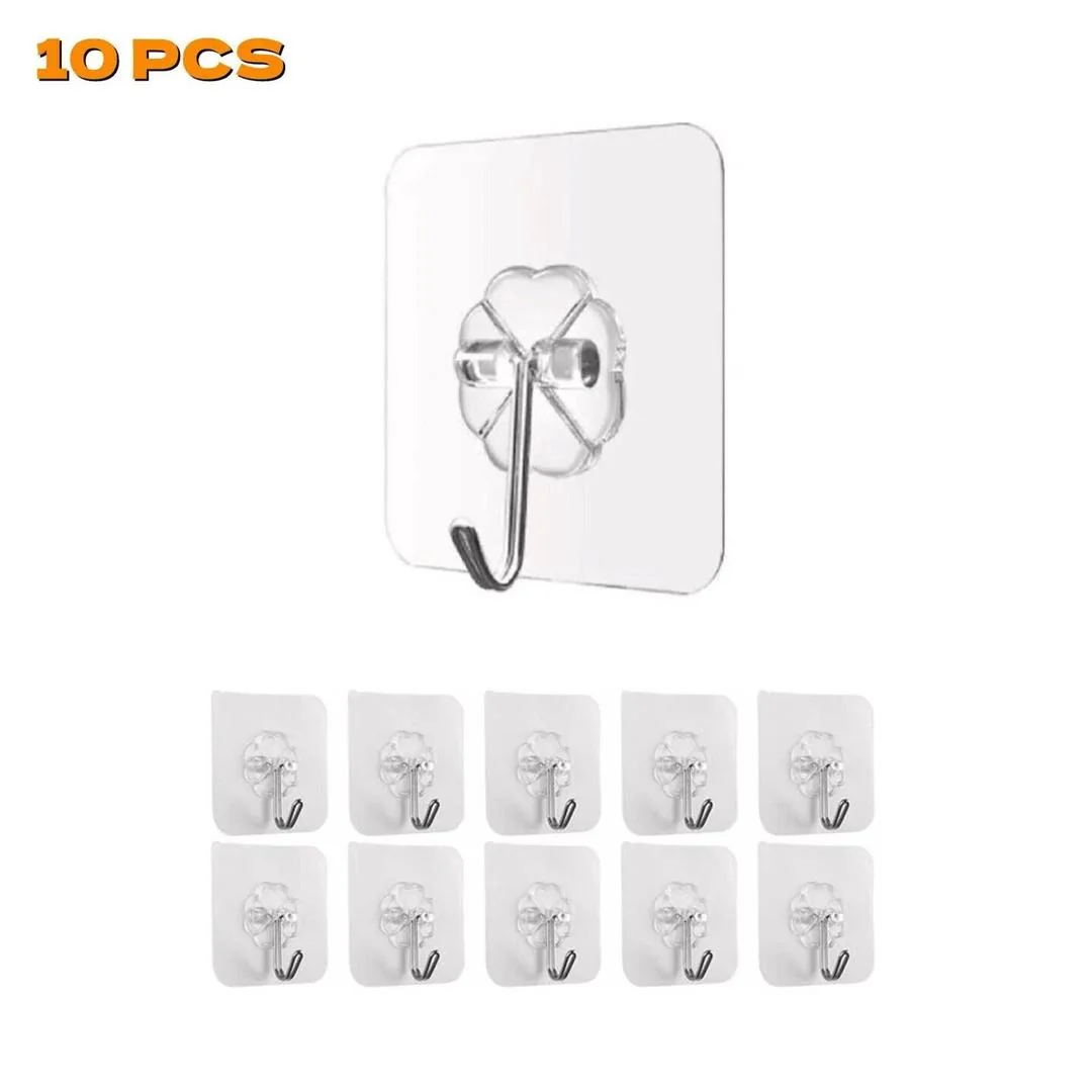 10 Pcs Silver Metal Wall Hooks for Home Office