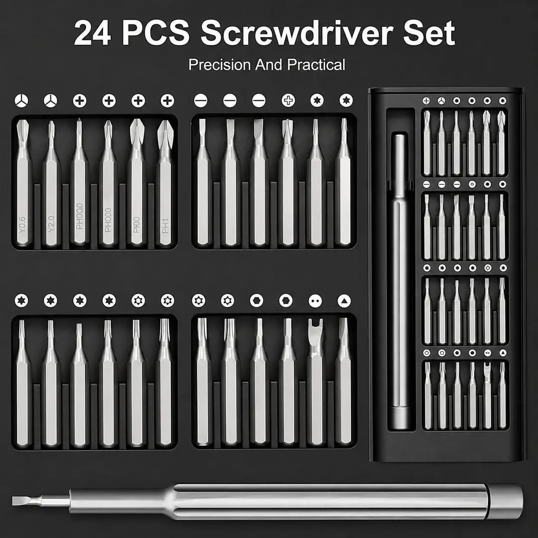 24 Pieces Magnetic Screwdriver Set