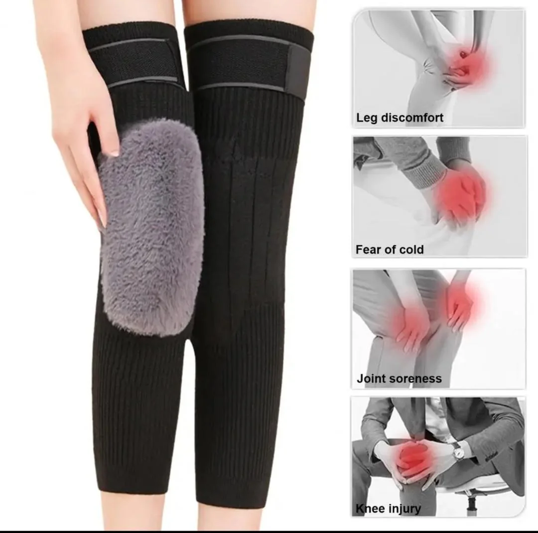 Unisex Wool Leg Warmers Black 2 Pcs Winter Cozy