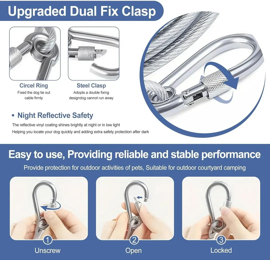 PVC Coated Wire Laundry Rope with hooks- 10 meter