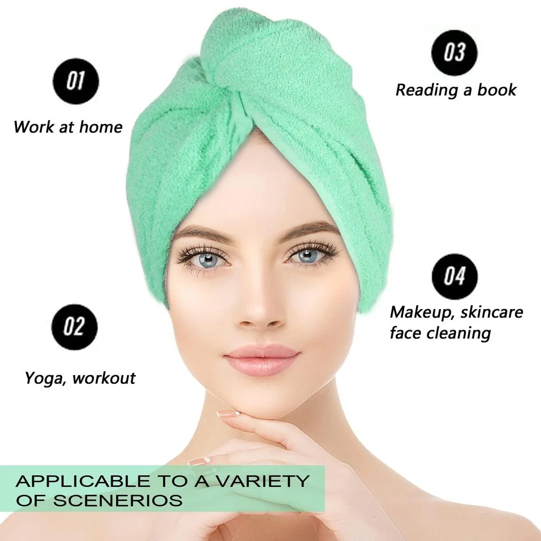 Women Hair Drying Wrap Towel Multicolor Cotton Quick Dry