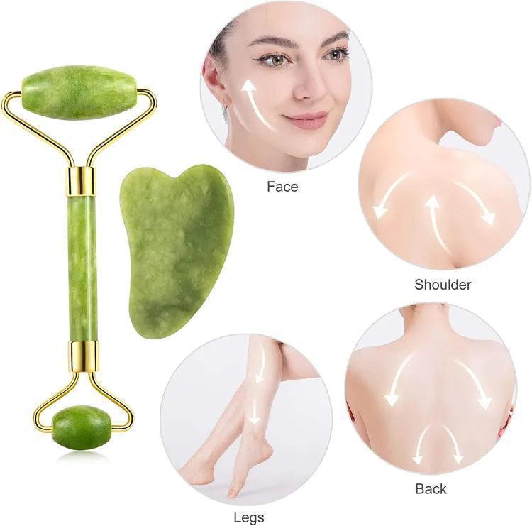 Jade Roller & Gua Sha Set for Glowing Skin