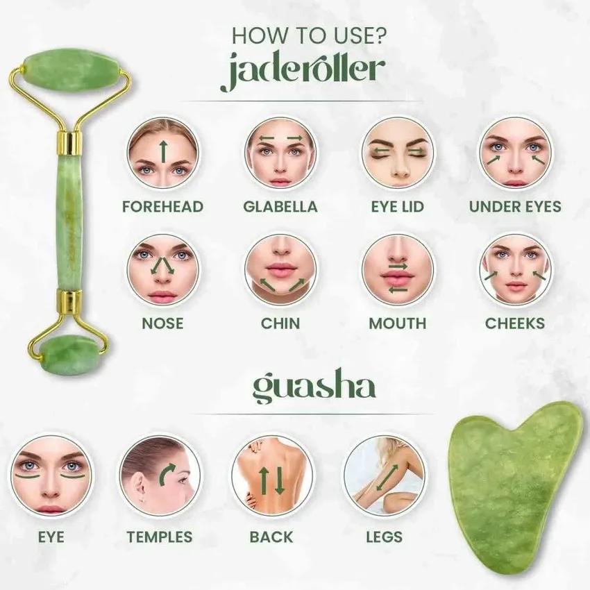 Jade Roller & Gua Sha Set for Glowing Skin