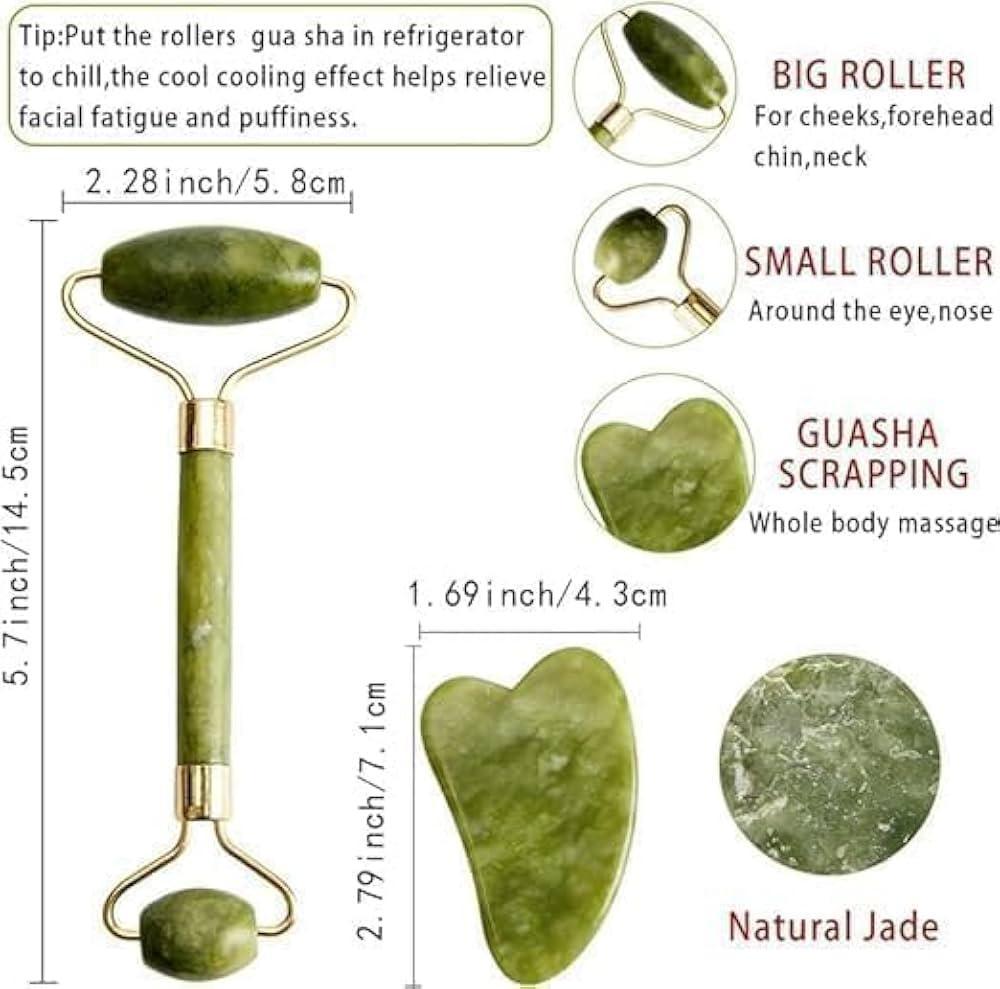Jade Roller & Gua Sha Set for Glowing Skin