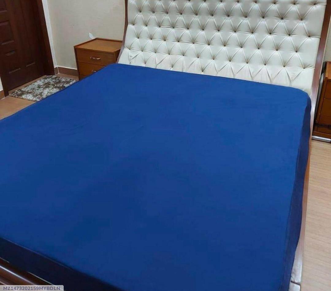 Premium Waterproof Terry Cotton Mattress Cover Blue Double Bed