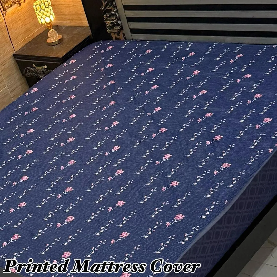 Stylish Terry Cotton Printed Double Bed Waterproof Mattress Cover