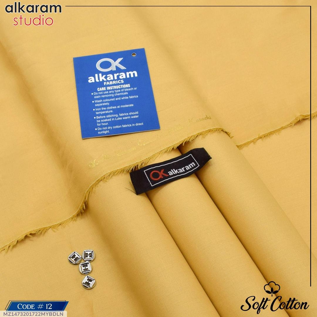 Men Unstitched Cotton Suit Golden Summer Wear