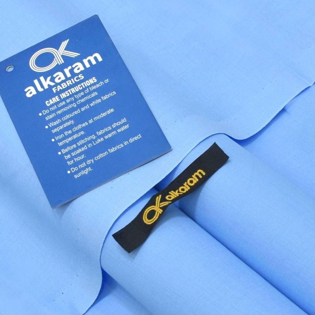 alkaram studio Men's 100% Cotton Blue Suit with Silver Buttons