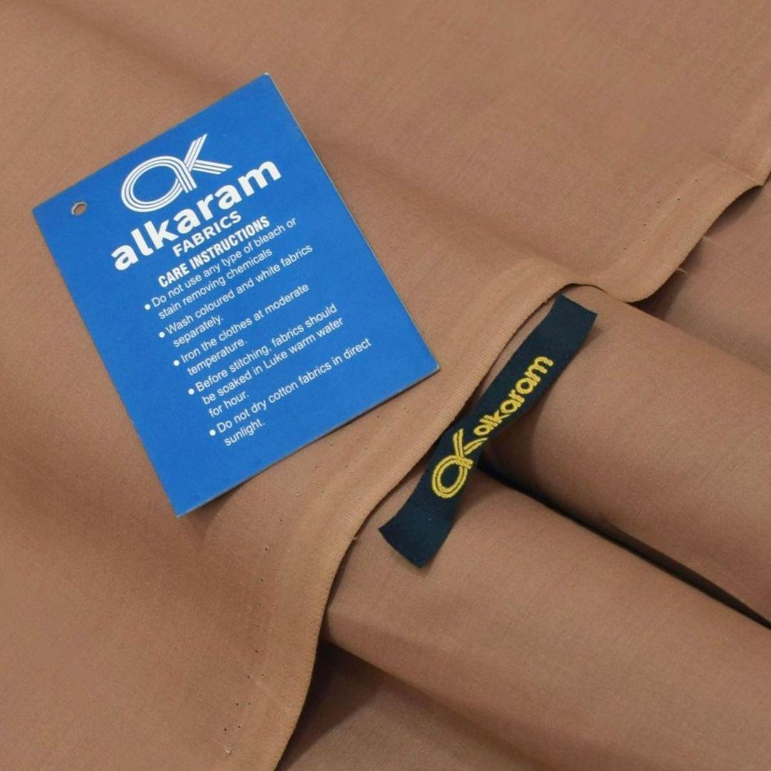 alkaram Men's Premium Cotton Brown Suit 8 Buttons Storage Bag