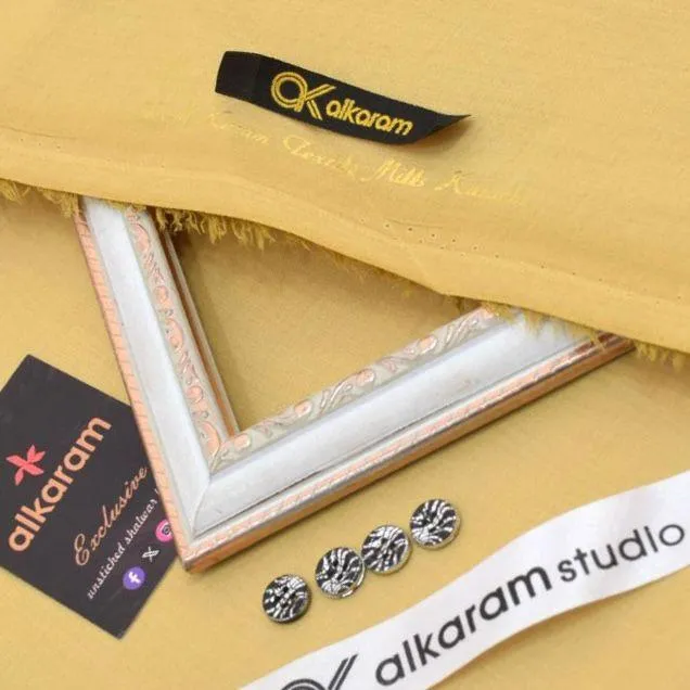 Unstitched Hard Cotton Suit Yellow for Men Summer Wear