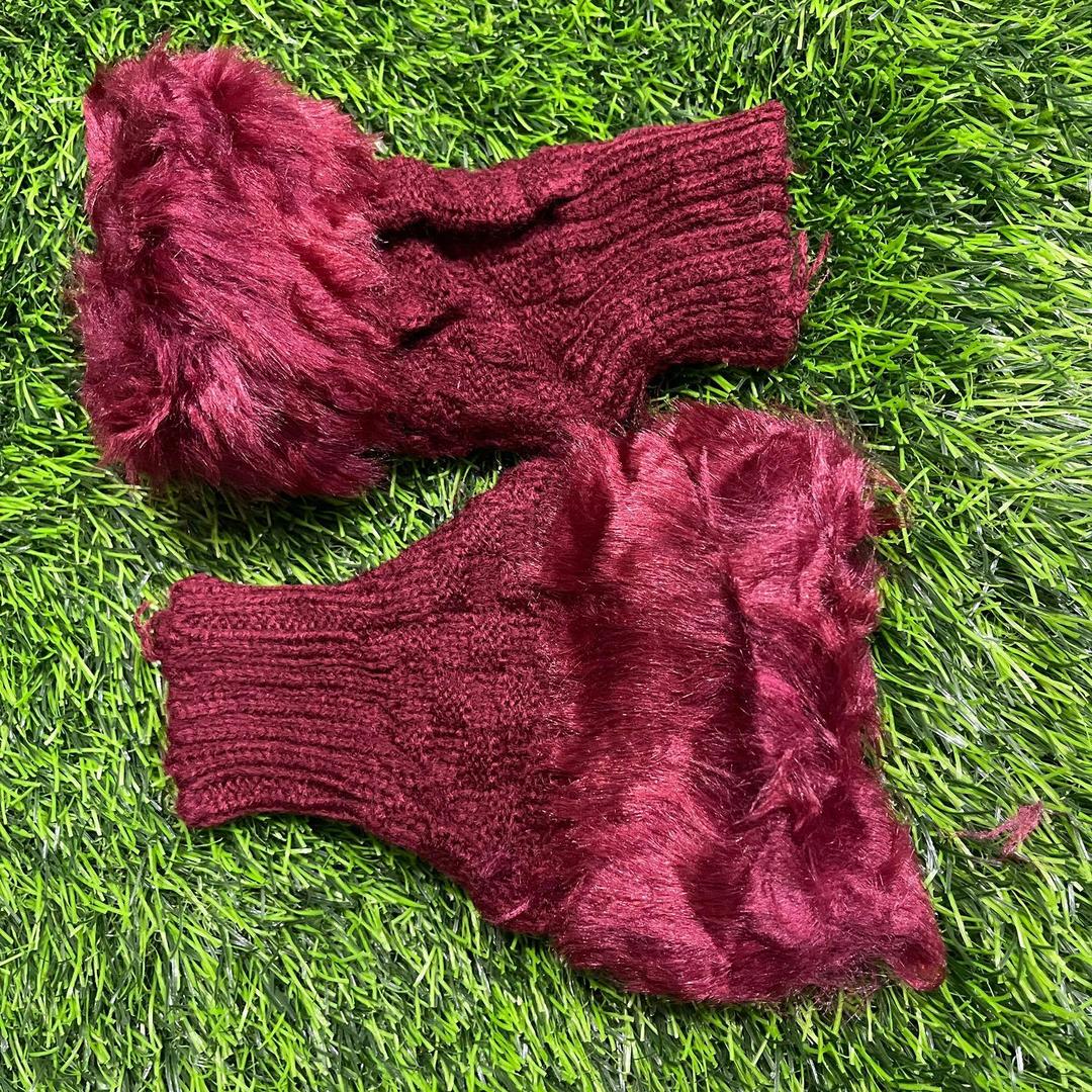 Maroon Fingerless Gloves for Women Winter Warmth