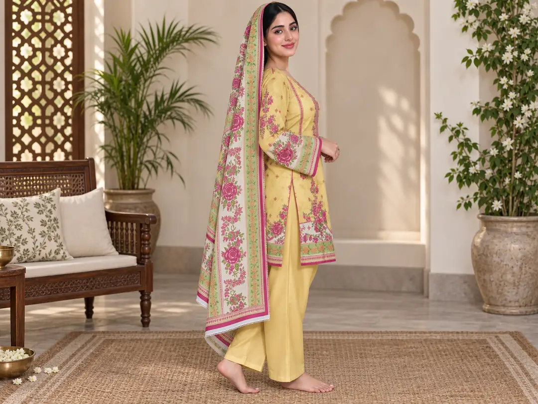 Stylish 3 Pcs Women's Unstitched Lawn Digital Print Suit