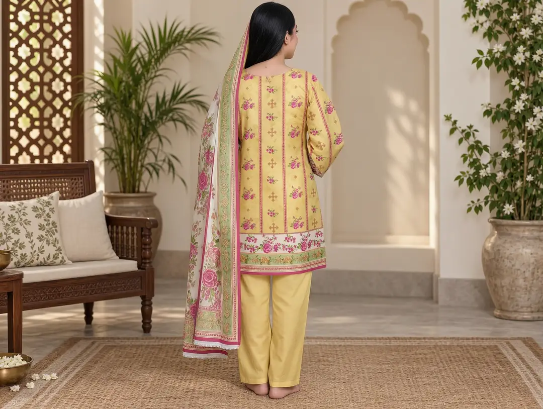 Stylish 3 Pcs Women's Unstitched Lawn Digital Print Suit