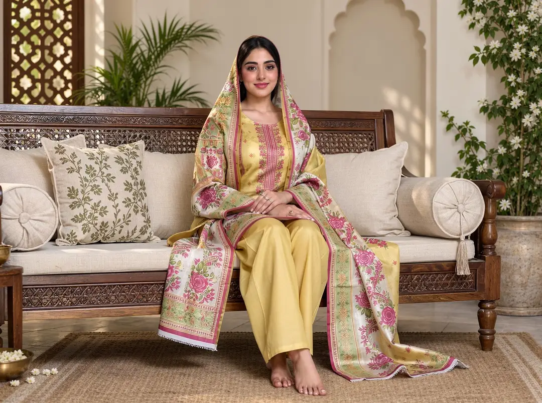 Stylish 3 Pcs Women's Unstitched Lawn Digital Print Suit