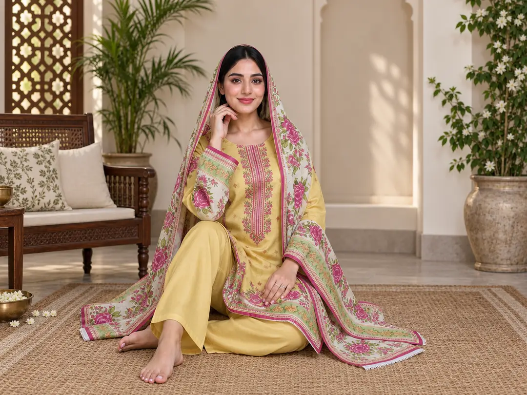 Stylish 3 Pcs Women's Unstitched Lawn Digital Print Suit