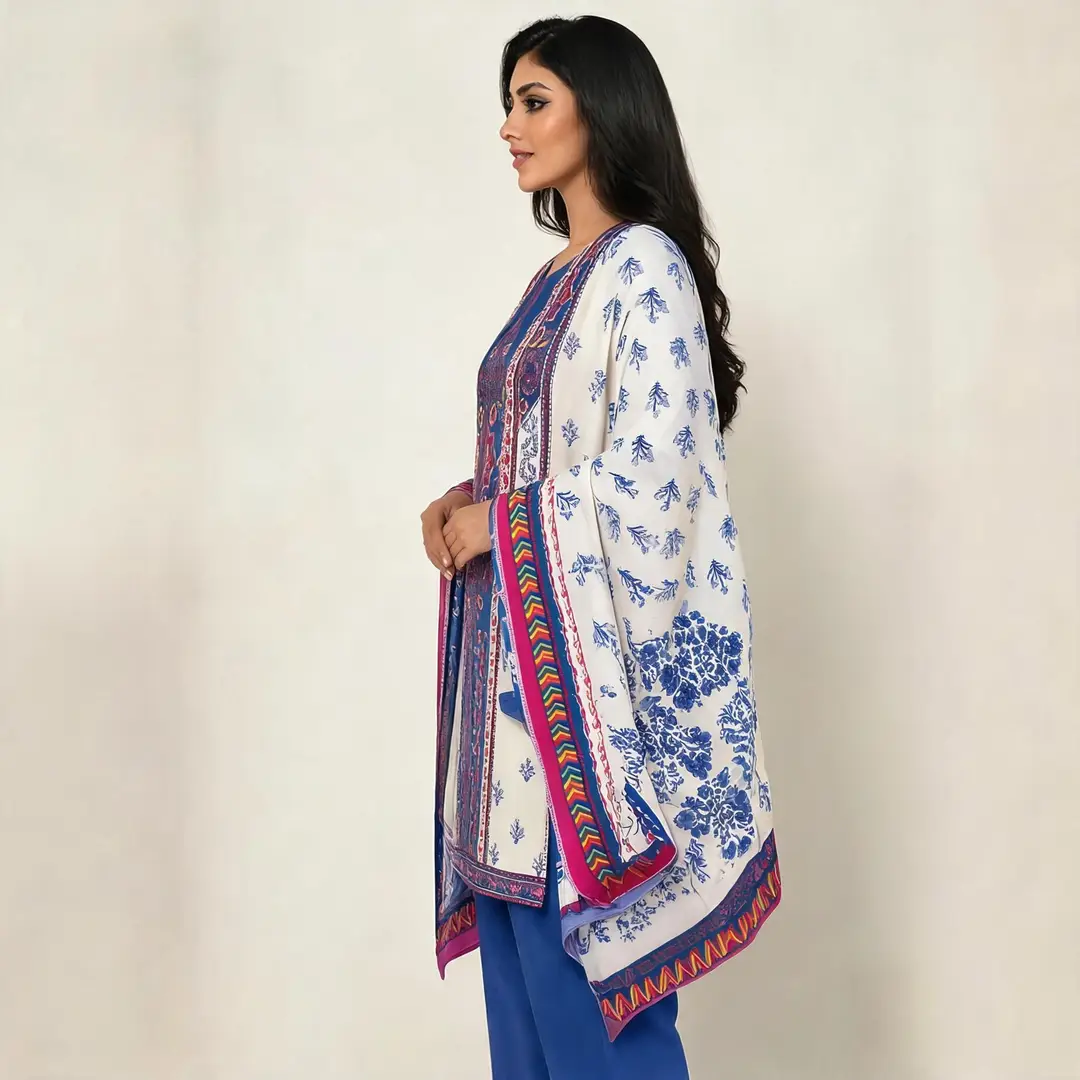 Stylish 3 Pcs Women's Unstitched Lawn Digital Print Suit