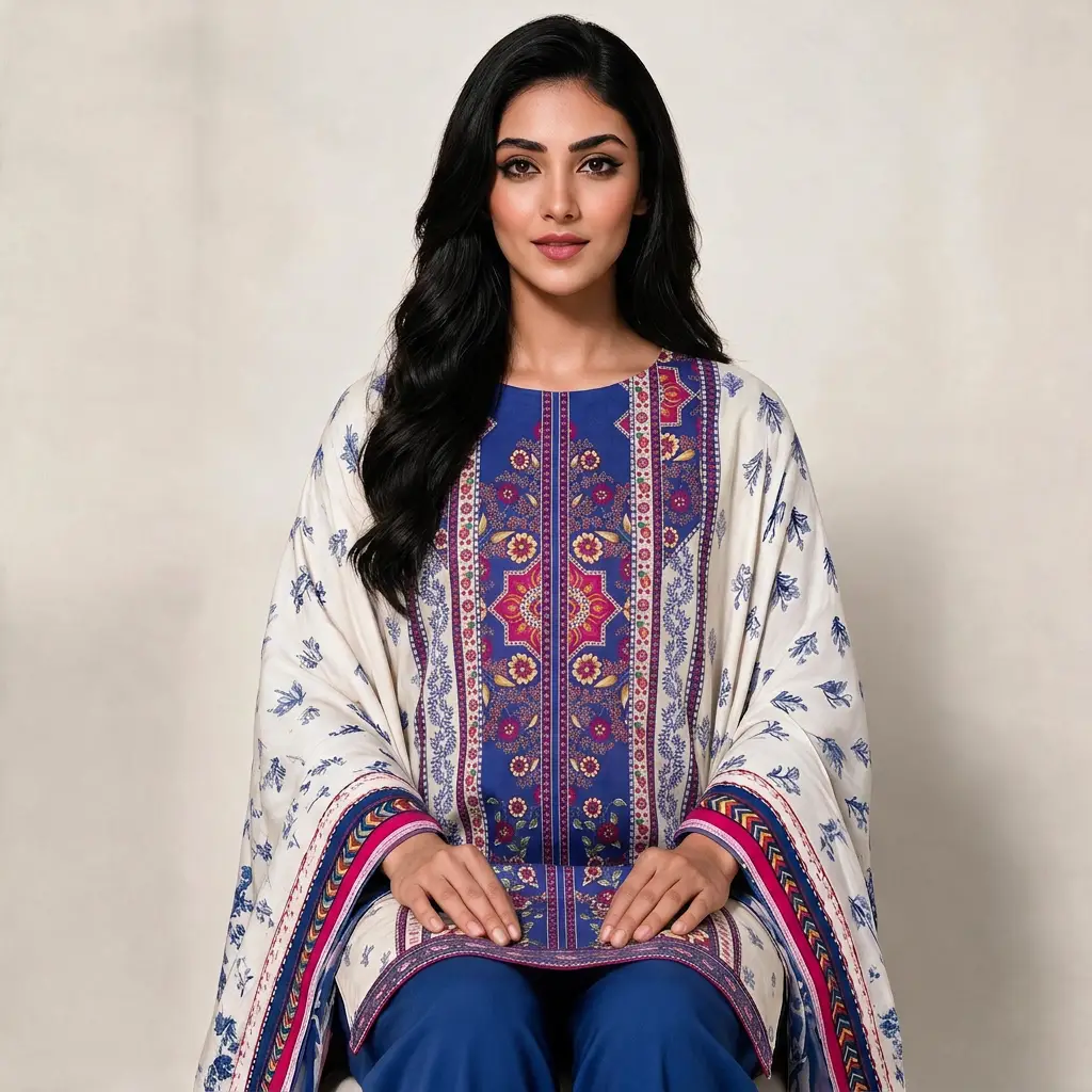 Stylish 3 Pcs Women's Unstitched Lawn Digital Print Suit