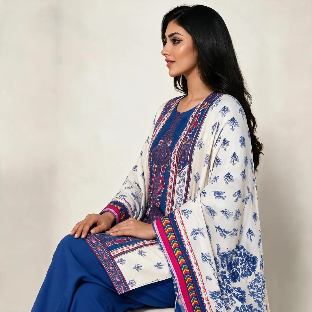 Stylish 3 Pcs Women's Unstitched Lawn Digital Print Suit