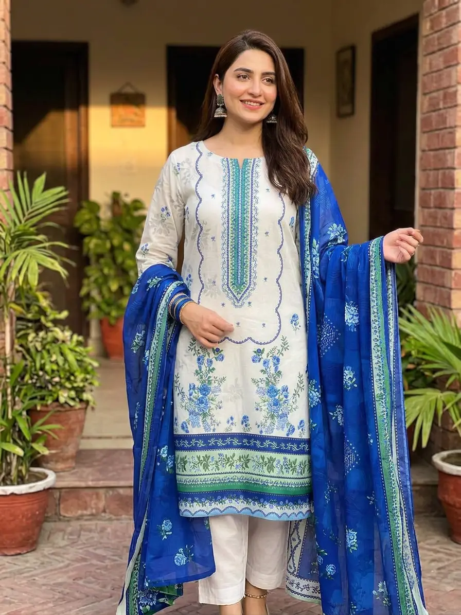 Stylish 3 Pcs Women's Unstitched Lawn Digital Print Suit