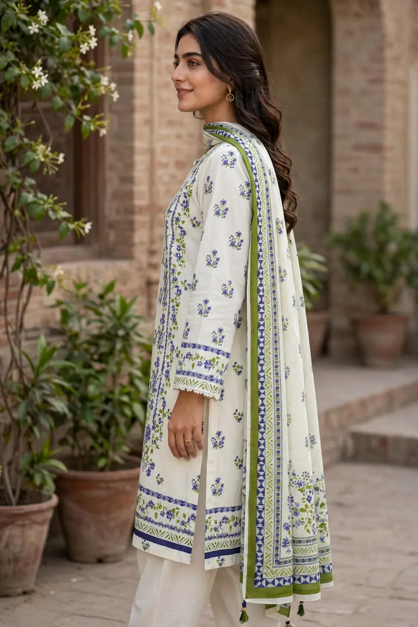 Stylish 3 Pcs Women's Unstitched Lawn Digital Print Suit