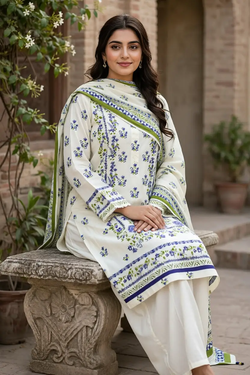Stylish 3 Pcs Women's Unstitched Lawn Digital Print Suit