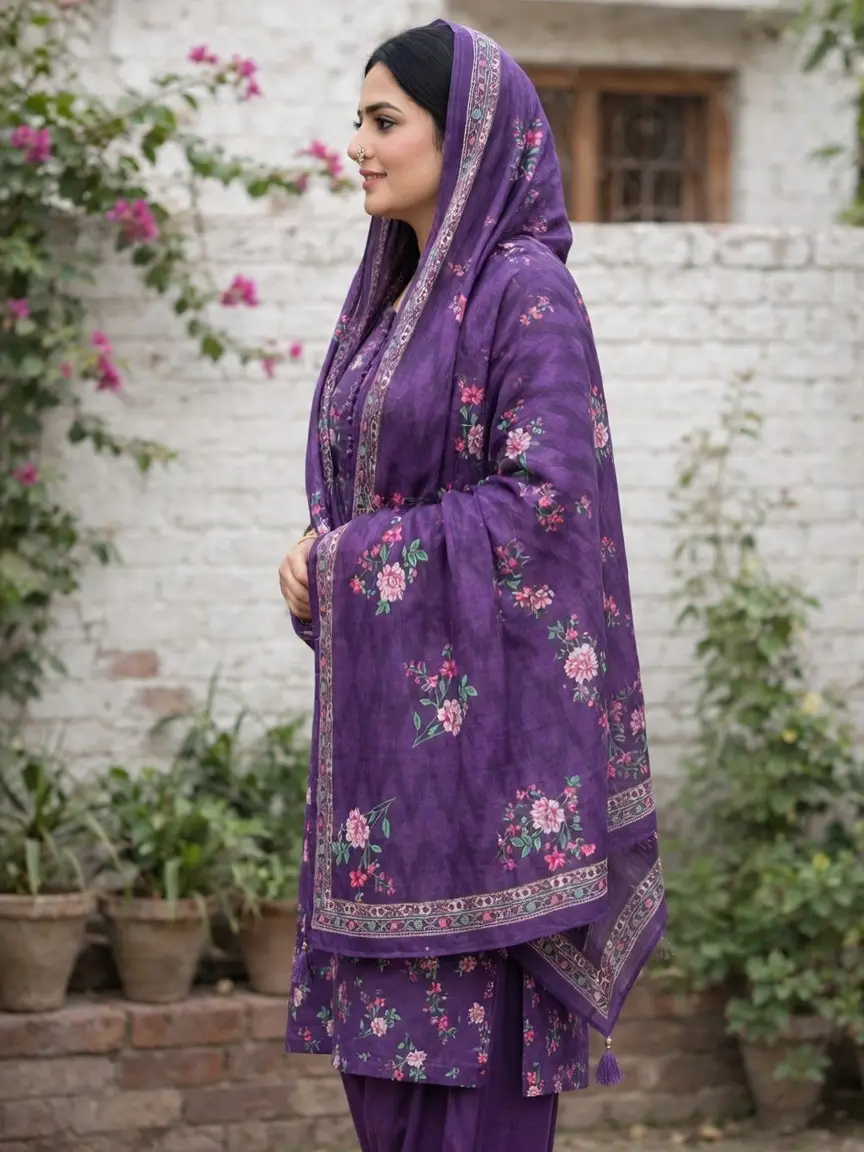 Stylish 3 Pcs Women's Unstitched Lawn Digital Print Suit