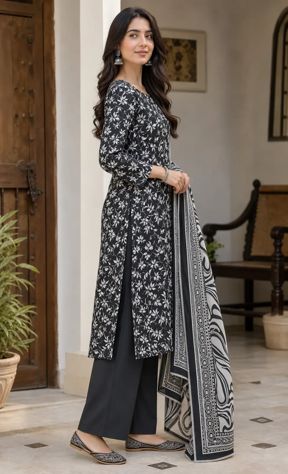 Stylish 3 Pcs Women's Unstitched Lawn Digital Print Suit