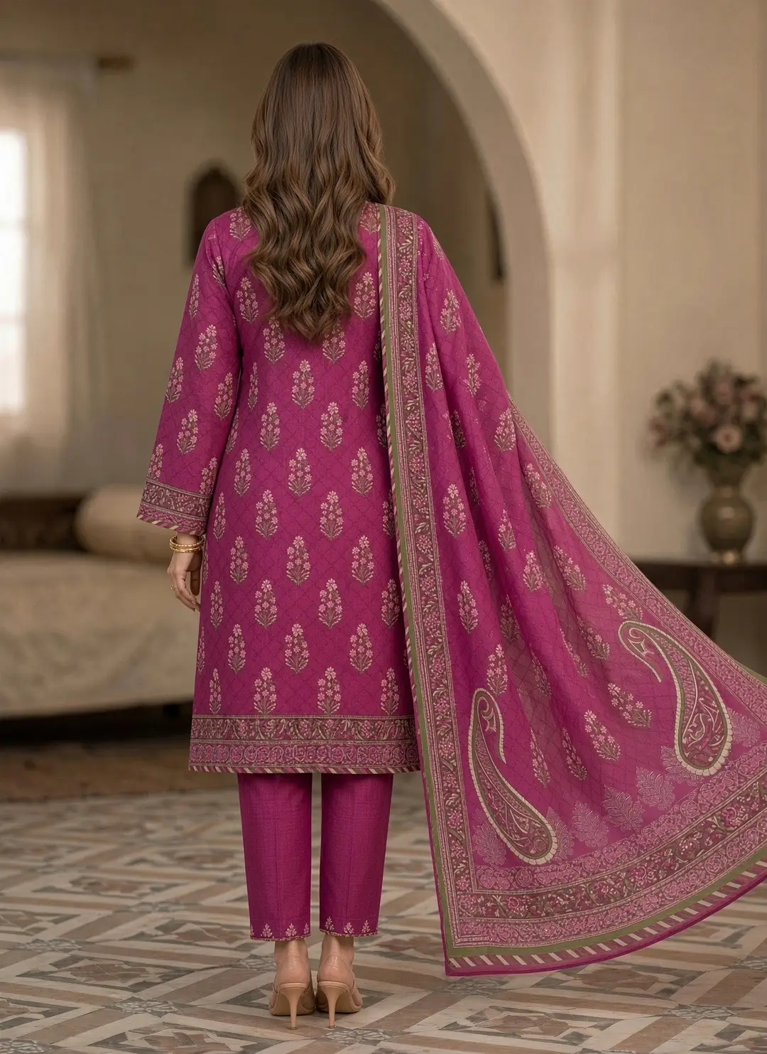Stylish 3 Pcs Women's Unstitched Lawn Digital Print Suit