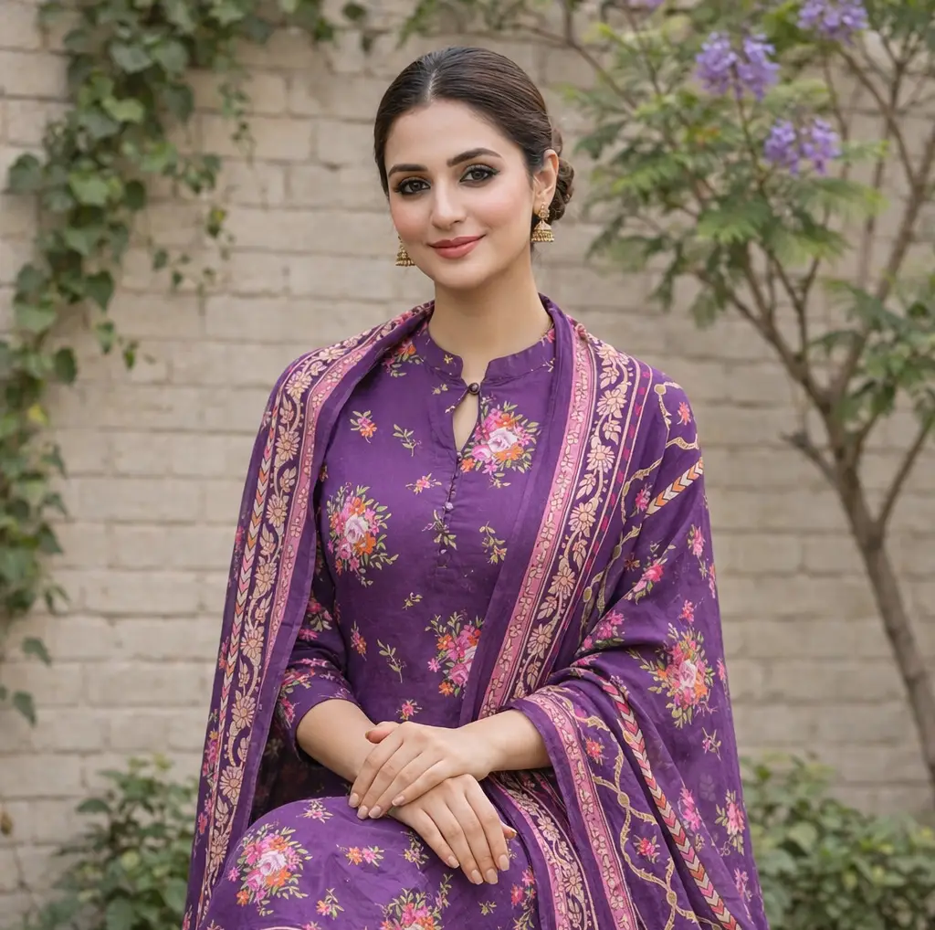 Stylish 3 Pcs Women's Unstitched Lawn Digital Print Suit