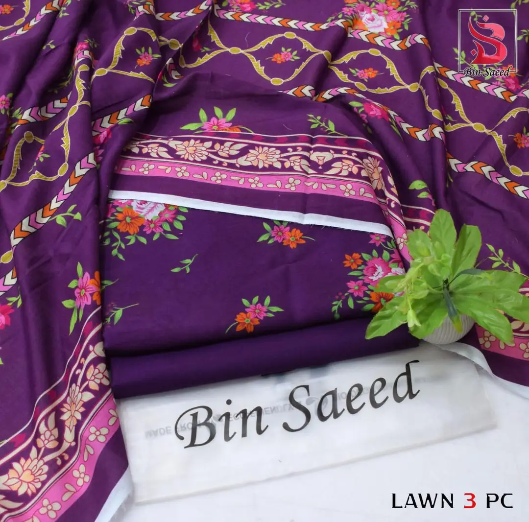 Stylish 3 Pcs Women's Unstitched Lawn Digital Print Suit