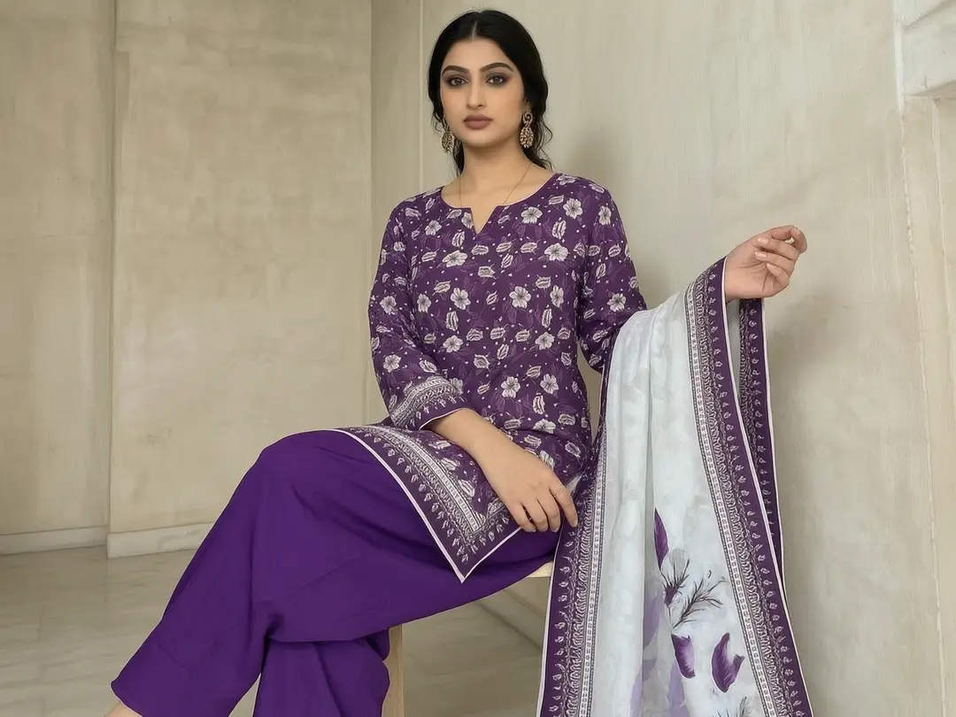 Stylish 3 Pcs Women's Unstitched Lawn Digital Print Suit