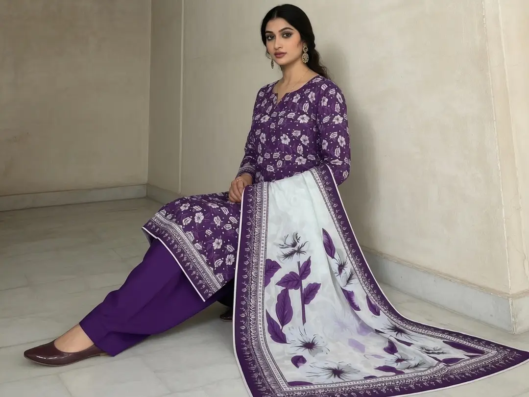 Stylish 3 Pcs Women's Unstitched Lawn Digital Print Suit