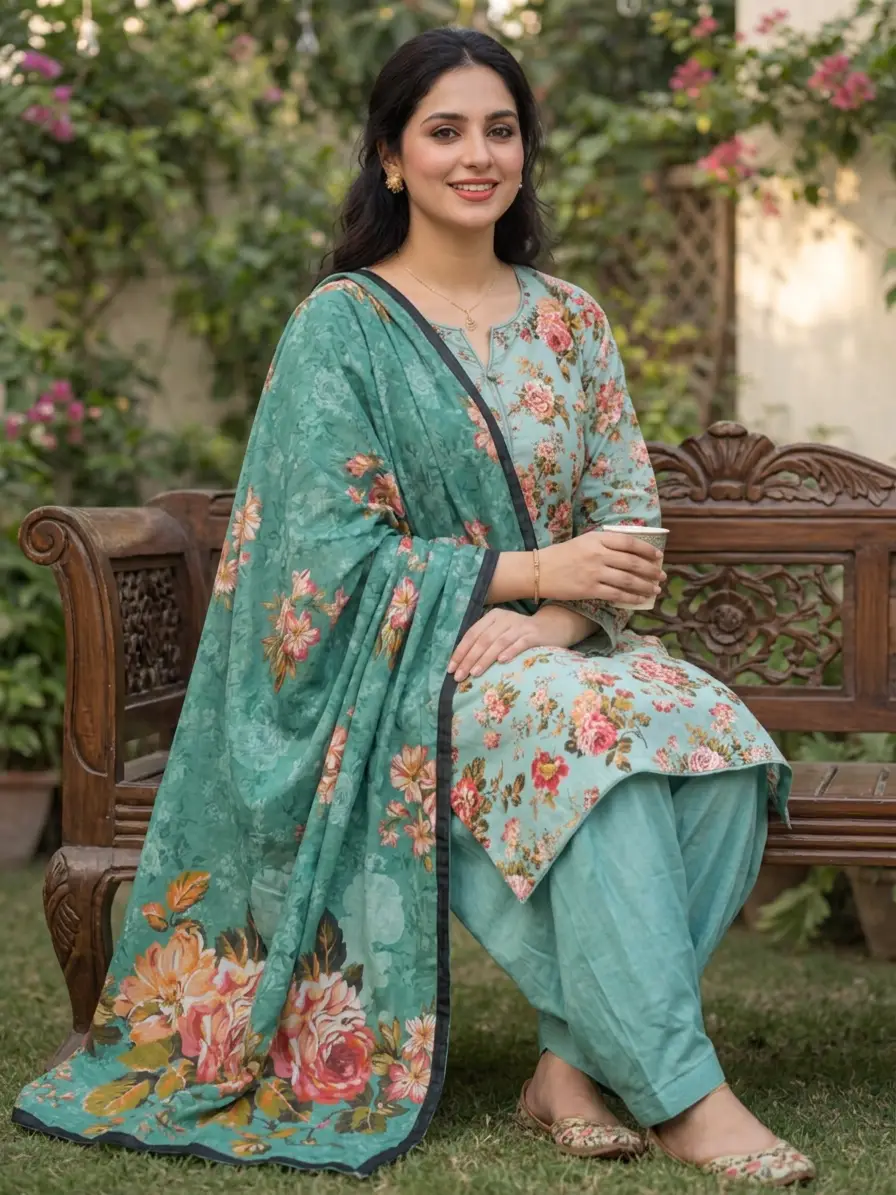 Stylish 3 Pcs Women's Unstitched Lawn Digital Print Suit