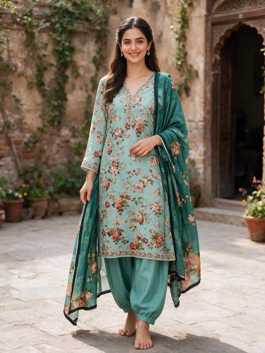 Stylish 3 Pcs Women's Unstitched Lawn Digital Print Suit