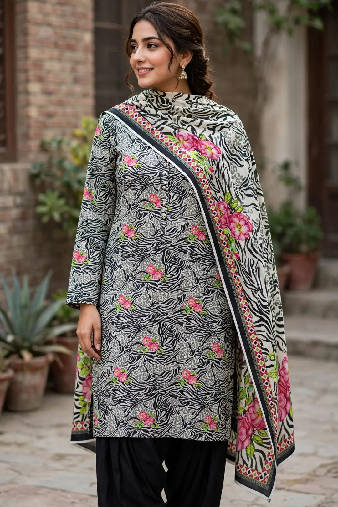Stylish 3 Pcs Women's Unstitched Lawn Digital Print Suit