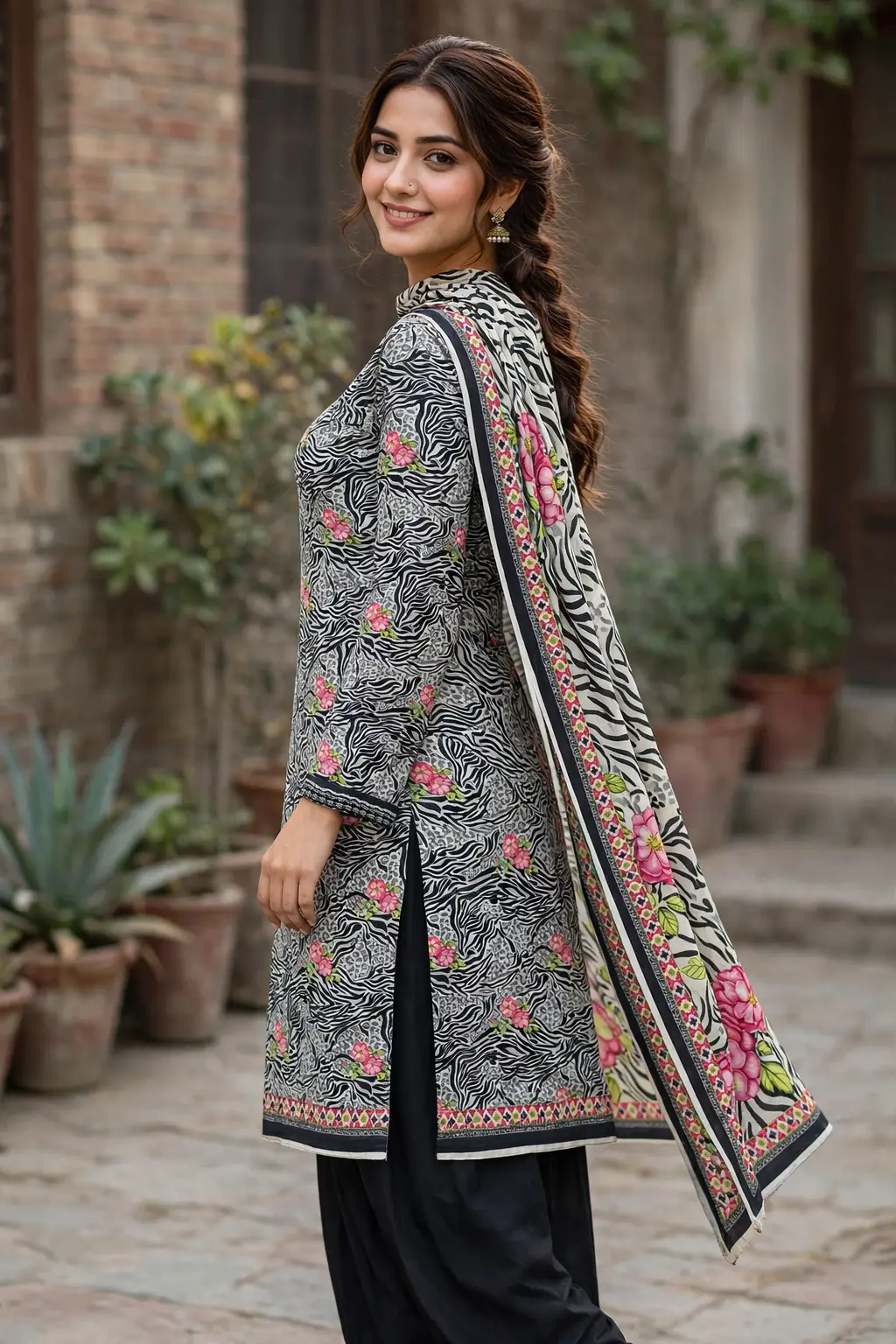 Stylish 3 Pcs Women's Unstitched Lawn Digital Print Suit