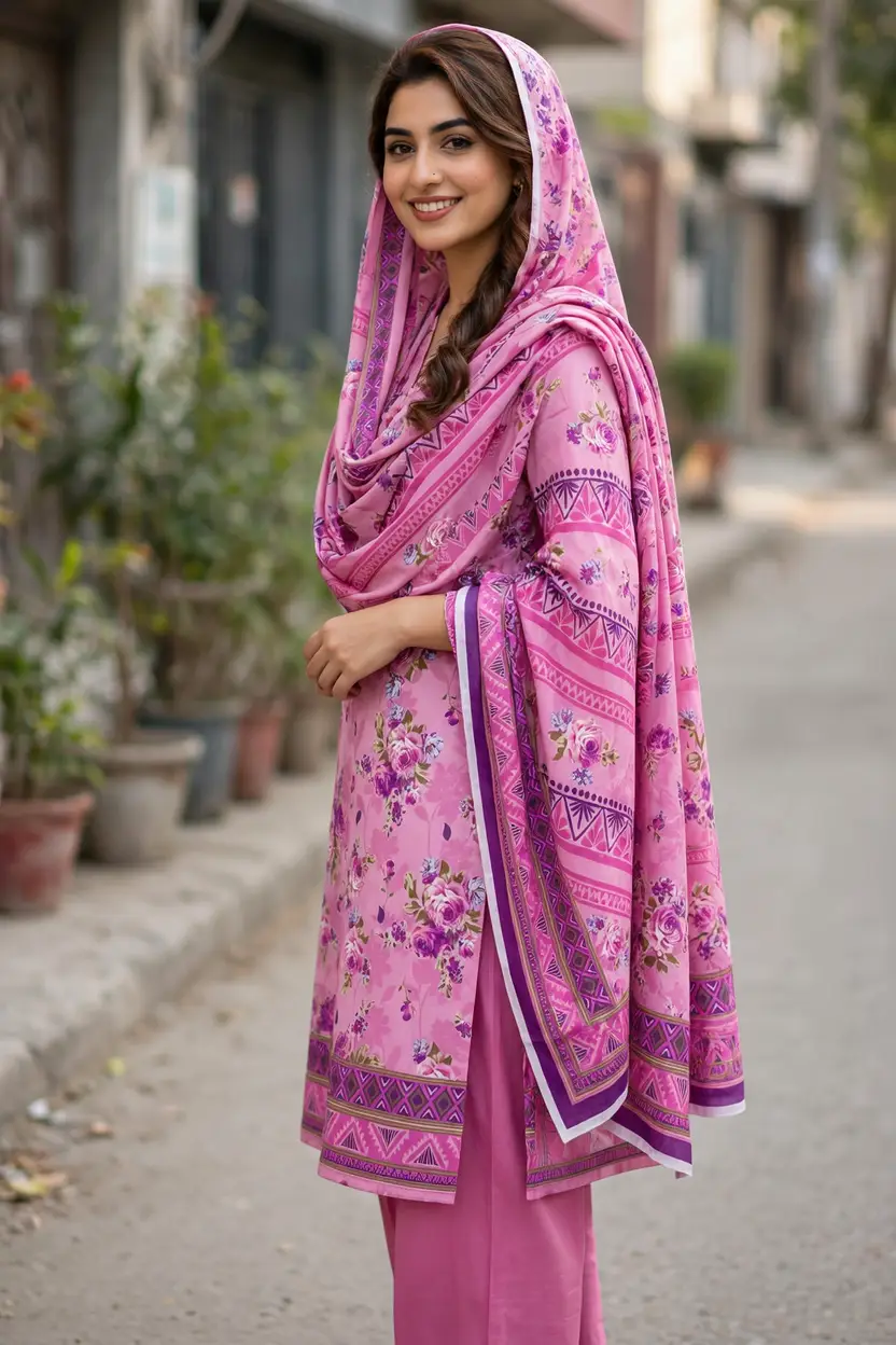 Stylish 3 Pcs Women's Unstitched Lawn Digital Print Suit